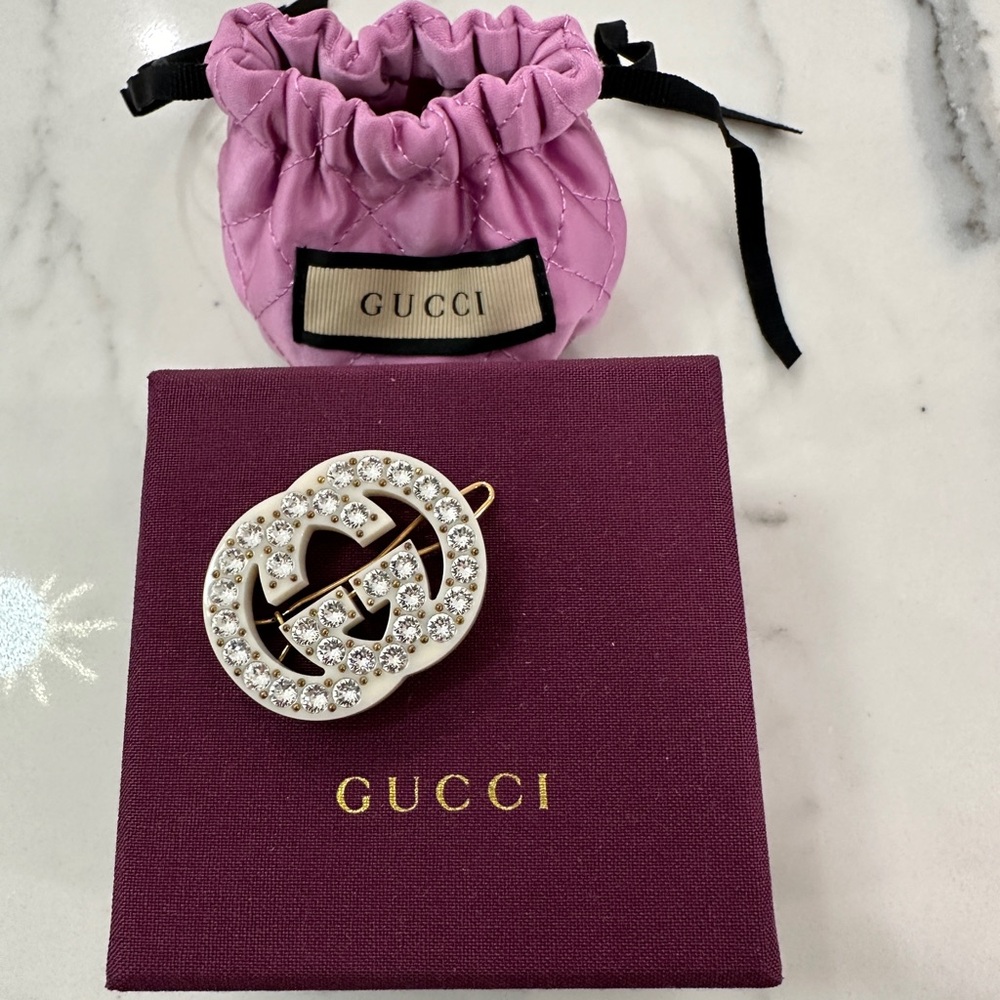 Gucci Crystal Interlocking G Hair Clip - Picture 4 of 6